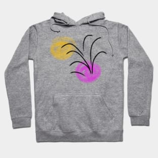 Pink yellow black abstract line art Hoodie